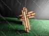 Picture of Large Eon Cross: Marbled Pink Cuts with Cathedral Wispy White