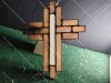 Picture of Large Eon Cross: Marbled Pink Cuts with Cathedral Wispy White